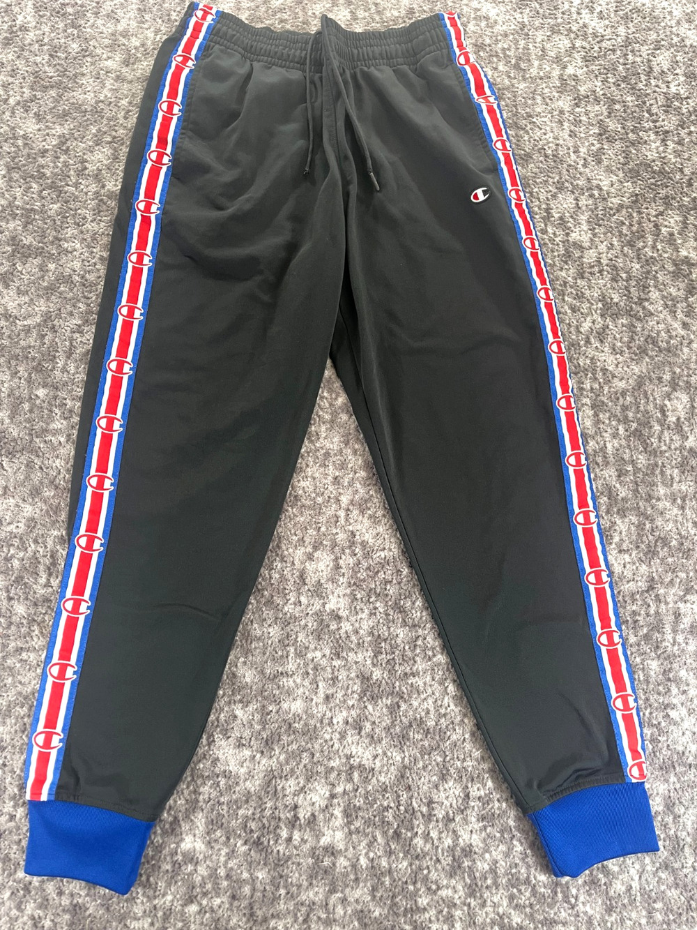 Champion Jogger Sweatpants Men's Size Large Black with Leg Stripe Streetwear